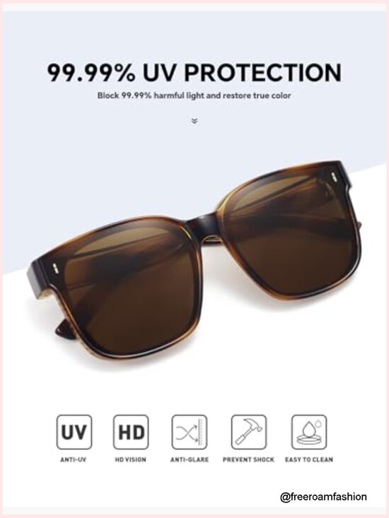 Fit Over Glasses Sunglasses Women Trendy Square Polarized Oversized UV main image 5
